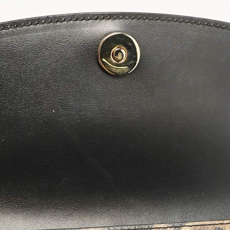 Pre Owned Dolce & Gabbana Brown Leopard Print Coated Canvas Dauphine Wallet On Chain