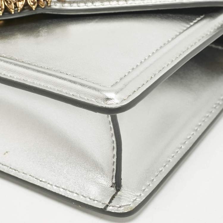 Pre Owned Dolce & Gabbana Silver Leather Small Devotion Top Handle Bag