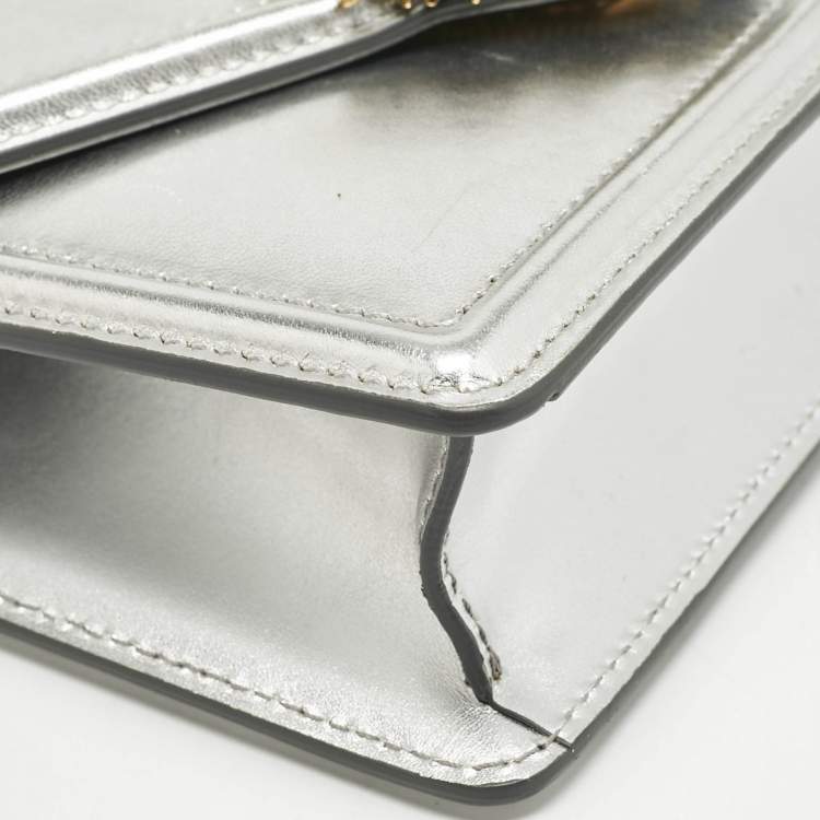 Pre Owned Dolce & Gabbana Silver Leather Small Devotion Top Handle Bag