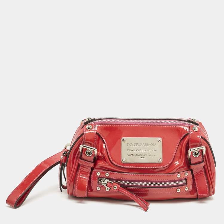 Pre Owned Dolce & Gabbana Red Patent Leather Miss Easy Way Wristlet Clutch