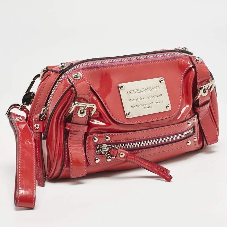 Pre Owned Dolce & Gabbana Red Patent Leather Miss Easy Way Wristlet Clutch