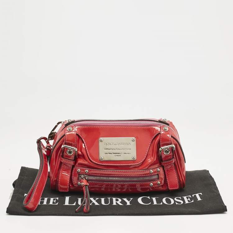 Pre Owned Dolce & Gabbana Red Patent Leather Miss Easy Way Wristlet Clutch