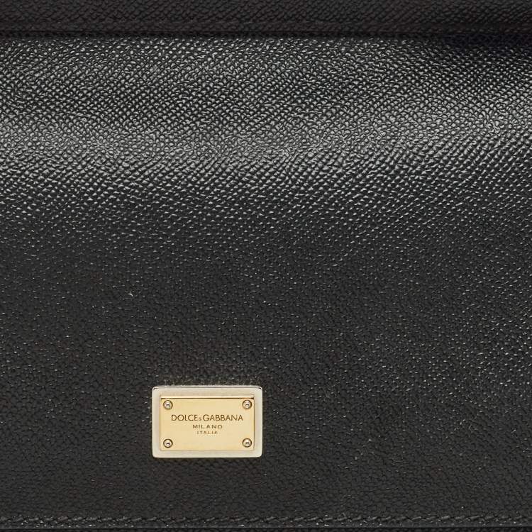 Pre Owned Dolce & Gabbana Black Leather Medium Miss Sicily Top Handle Bag