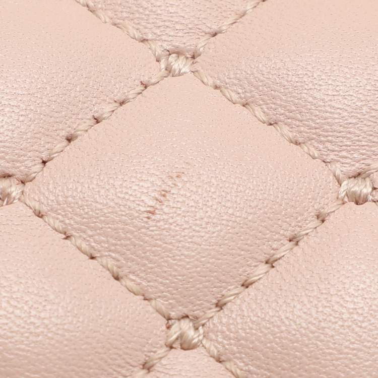 Pre Owned Dolce & Gabbana Nude Pink Quilted Leather Mini Miss Sicily Top Handle Bag