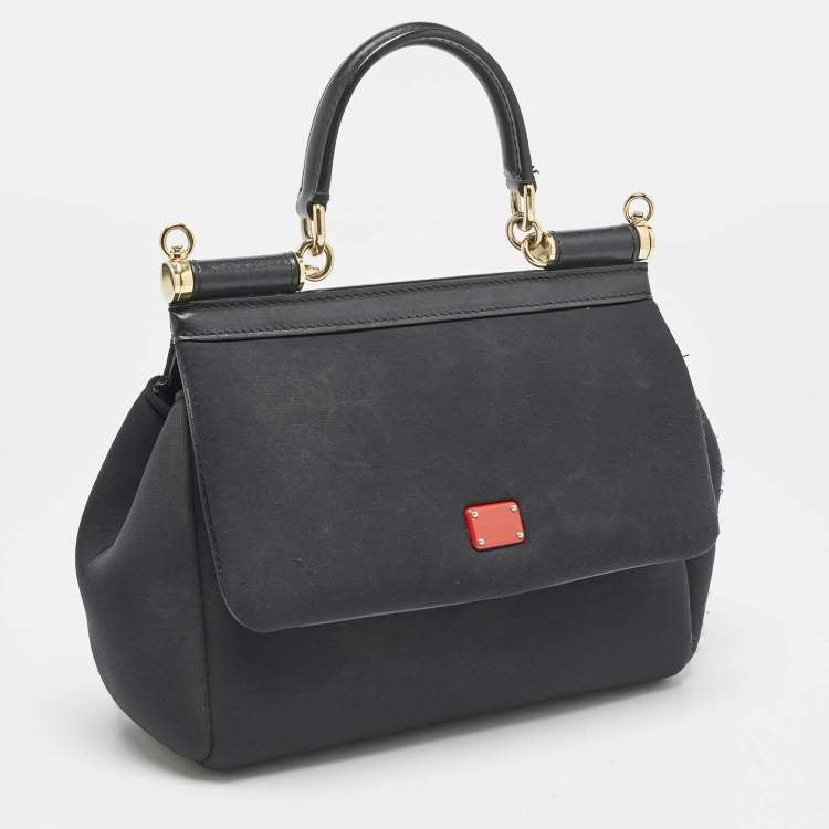 Pre Owned Dolce & Gabbana Black Neoprene Small Miss Sicily Top Handle Bag