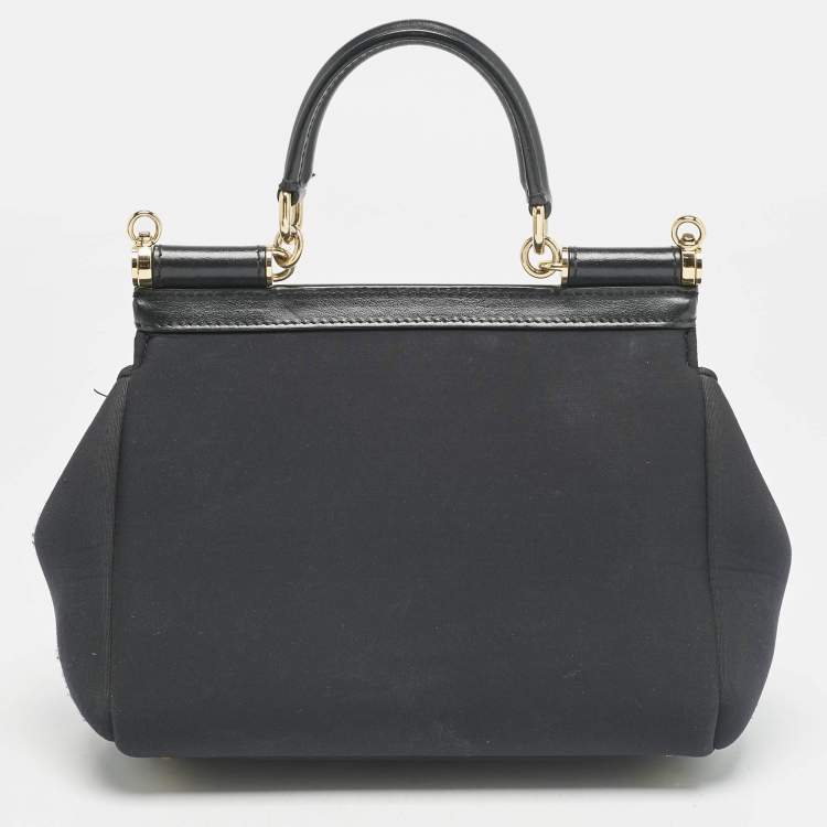 Pre Owned Dolce & Gabbana Black Neoprene Small Miss Sicily Top Handle Bag