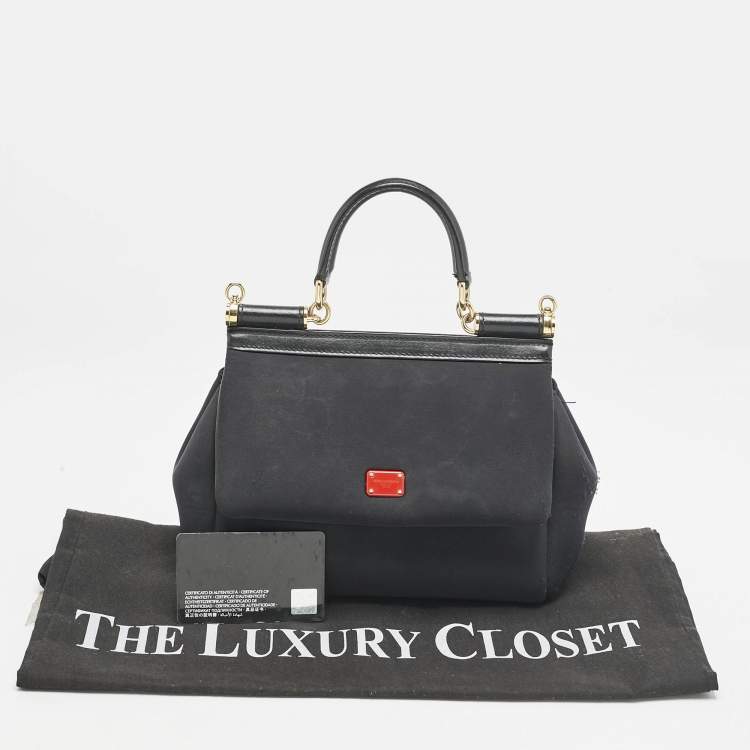 Pre Owned Dolce & Gabbana Black Neoprene Small Miss Sicily Top Handle Bag