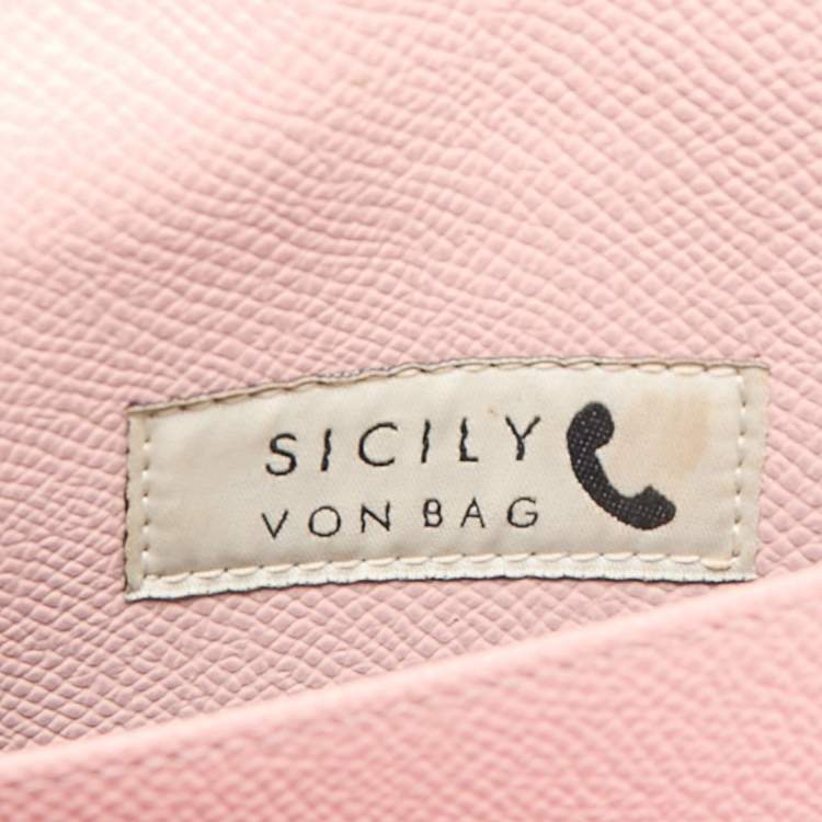 Pre Owned Dolce & Gabbana Light Pink Leather Miss Sicily Von Wallet On Chain