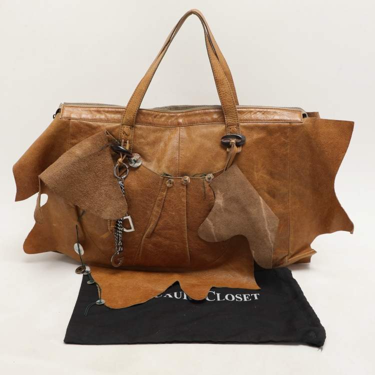 Pre Owned Dolce & Gabbana Brown Leather Embellished Tote