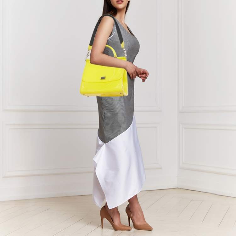 Pre Owned Dolce & Gabbana Yellow Rubber Miss Sicily Top Handle Bag