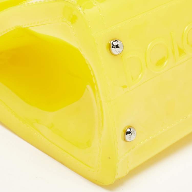 Pre Owned Dolce & Gabbana Yellow Rubber Miss Sicily Top Handle Bag