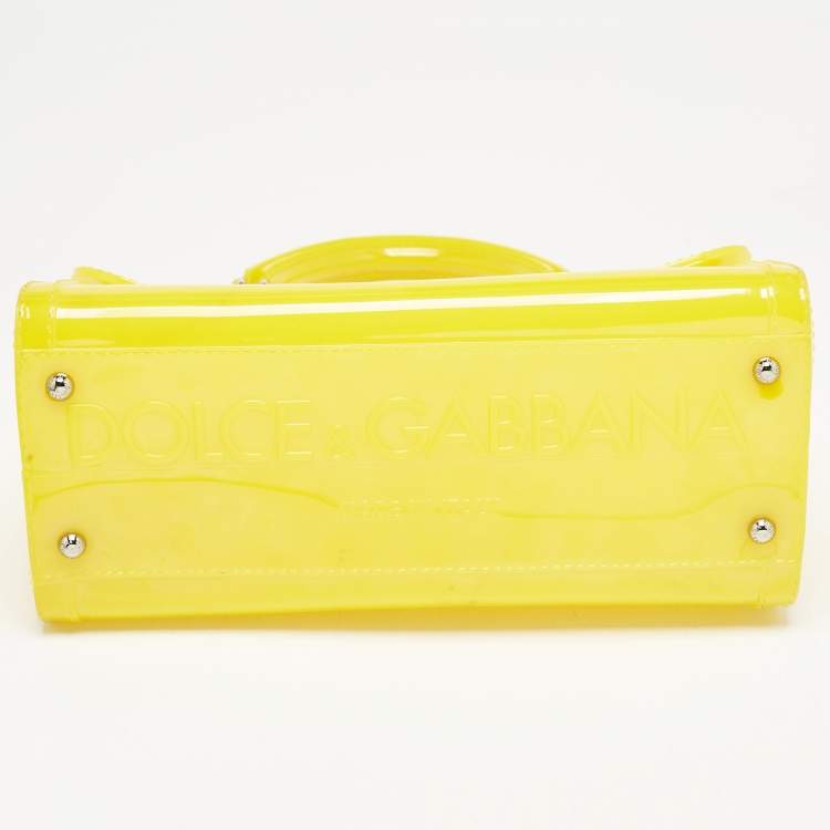 Pre Owned Dolce & Gabbana Yellow Rubber Miss Sicily Top Handle Bag
