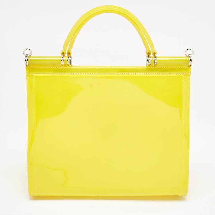 Pre Owned Dolce & Gabbana Yellow Rubber Miss Sicily Top Handle Bag