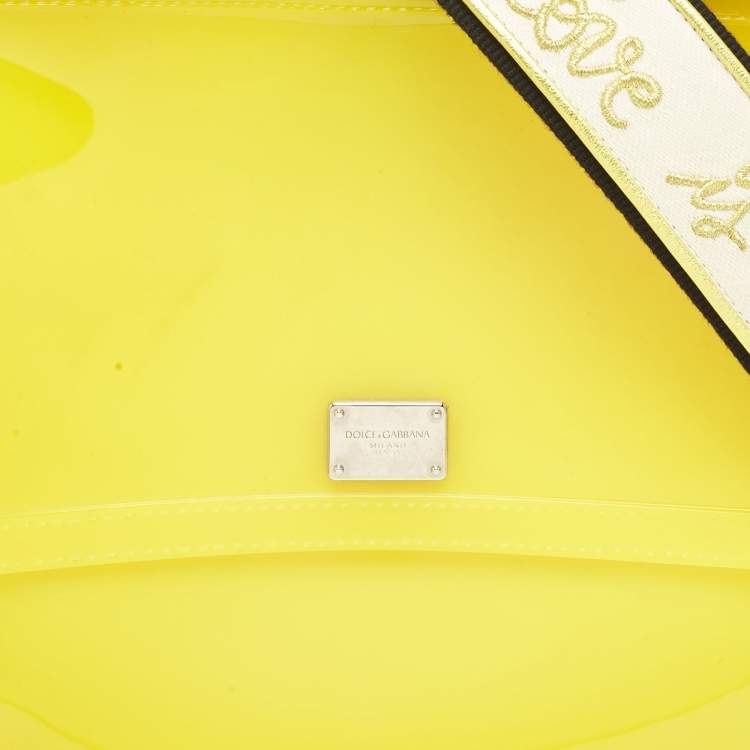 Pre Owned Dolce & Gabbana Yellow Rubber Miss Sicily Top Handle Bag