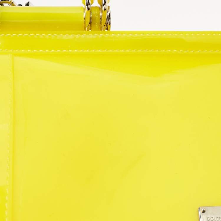 Pre Owned Dolce & Gabbana Yellow Rubber Miss Sicily Top Handle Bag