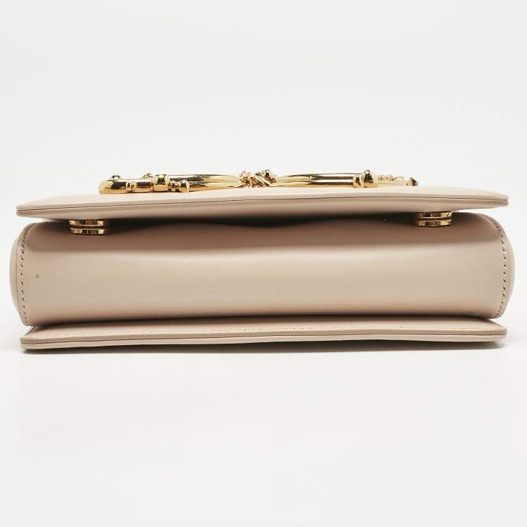 Pre Owned Dolce & Gabbana Beige Leather DG Girls Phone Bag