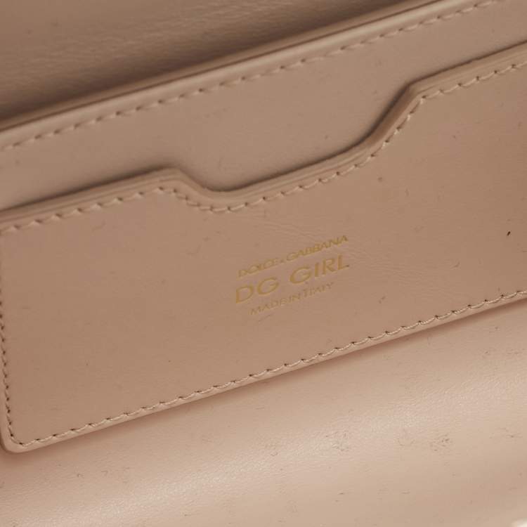Pre Owned Dolce & Gabbana Beige Leather DG Girls Phone Bag