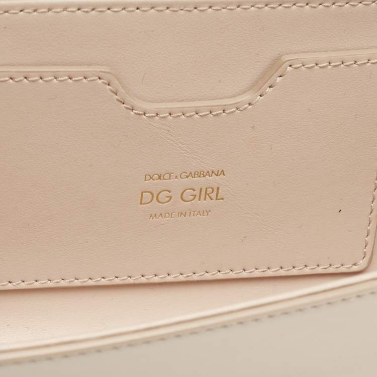 Pre Owned Dolce & Gabbana Beige Leather DG Girls Phone Bag