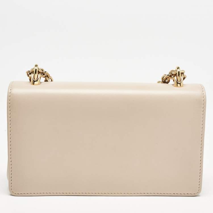 Pre Owned Dolce & Gabbana Beige Leather DG Girls Phone Bag