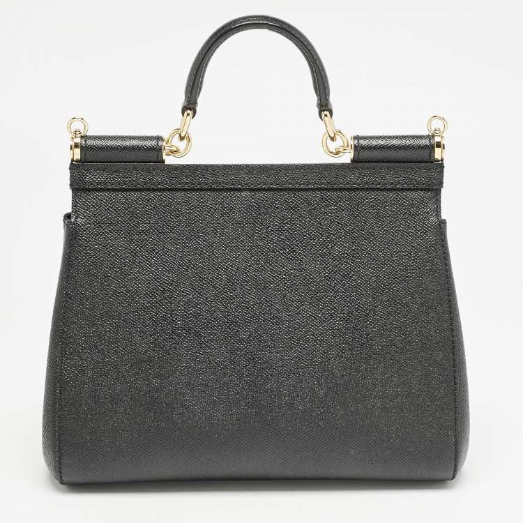 Pre Owned Dolce & Gabbana Black Leather Medium Miss Sicily Top Handle Bag