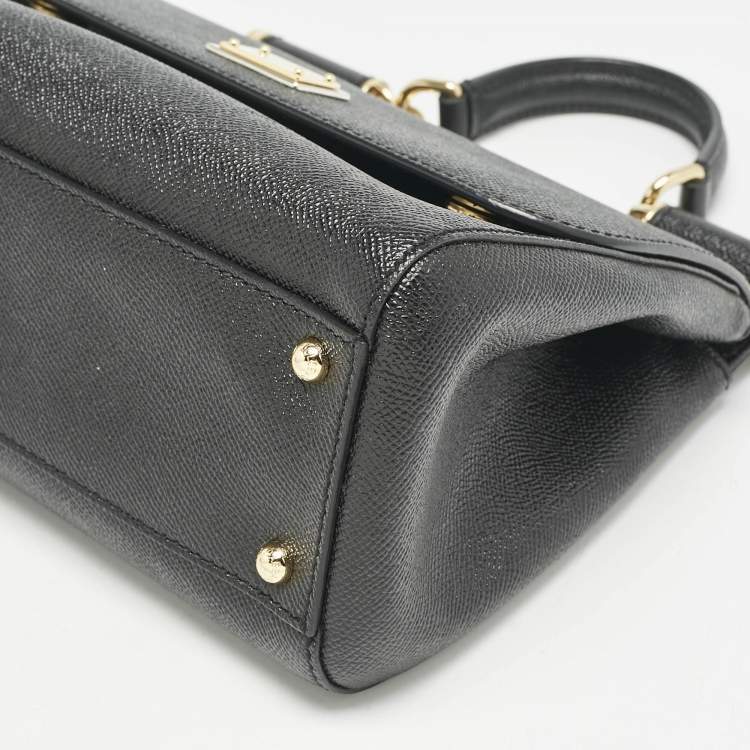 Pre Owned Dolce & Gabbana Black Leather Medium Miss Sicily Top Handle Bag