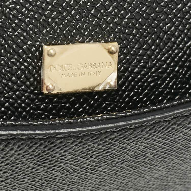 Pre Owned Dolce & Gabbana Black Leather Medium Miss Sicily Top Handle Bag