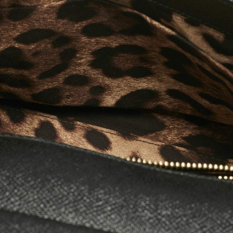 Pre Owned Dolce & Gabbana Black Leather Medium Miss Sicily Top Handle Bag