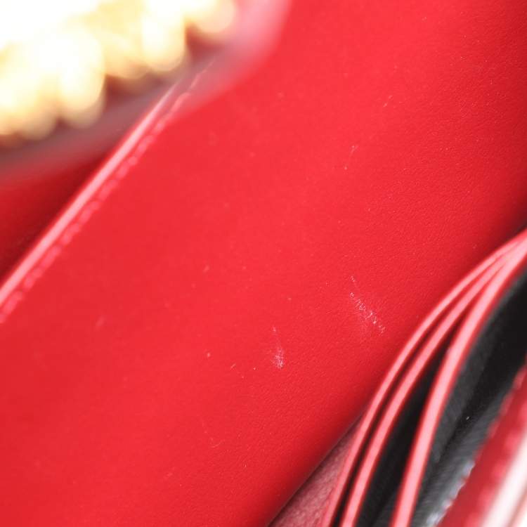 Pre Owned Dolce & Gabbana Red Leather Devotion Wallet On Chain