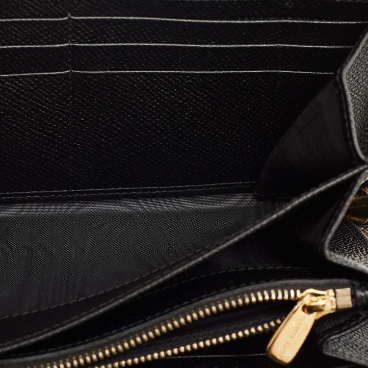 Pre Owned Dolce & Gabbana Beige/Black Leopard Print Coated Canvas Zip Continental Wallet