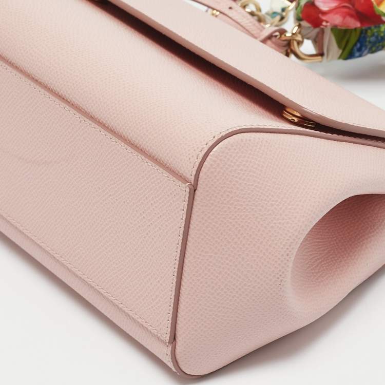 Pre Owned Dolce & Gabbana Pink Leather Small Scarf Miss Sicily Top Handle Bag