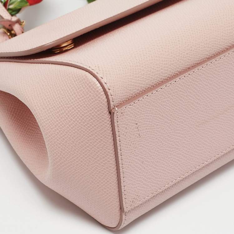 Pre Owned Dolce & Gabbana Pink Leather Small Scarf Miss Sicily Top Handle Bag