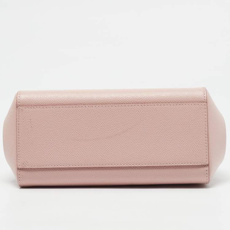 Pre Owned Dolce & Gabbana Pink Leather Small Scarf Miss Sicily Top Handle Bag