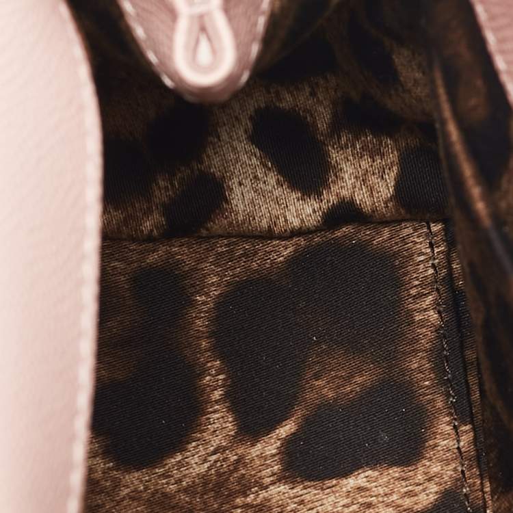 Pre Owned Dolce & Gabbana Pink Leather Small Scarf Miss Sicily Top Handle Bag