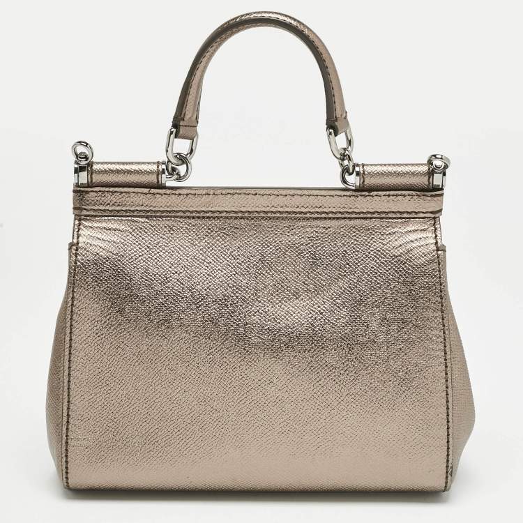مملوكة مسبقًا Dolce & Gabbana Metallic Leather Small Miss Sicily Top Handle Bag