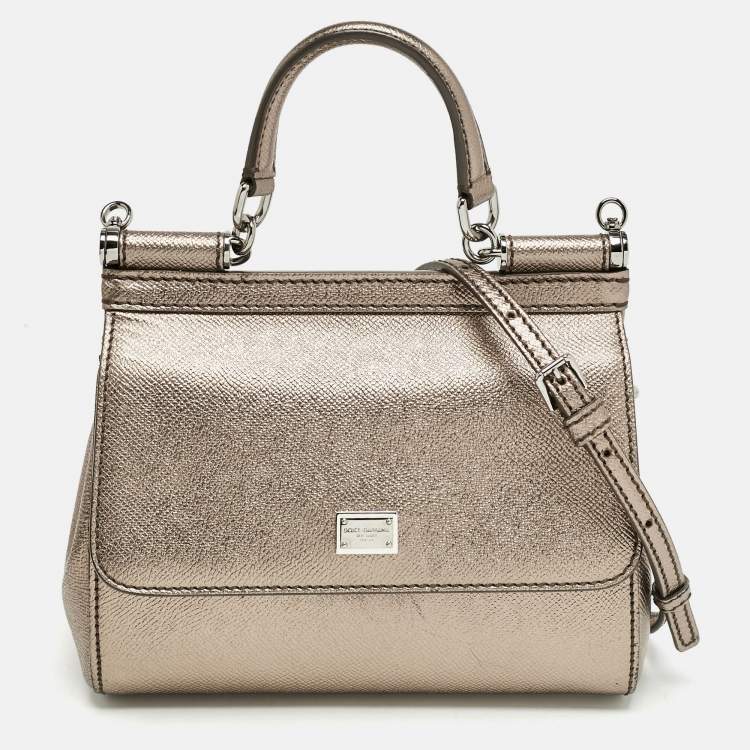 مملوكة مسبقًا Dolce & Gabbana Metallic Leather Small Miss Sicily Top Handle Bag