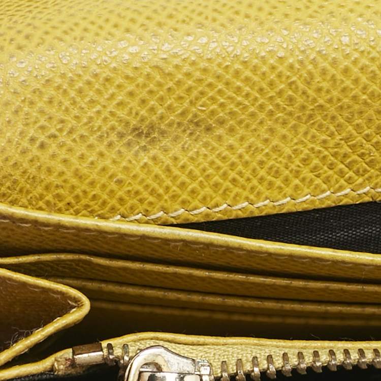 Pre Owned Dolce & Gabbana Yellow Leather Flap Continental Wallet