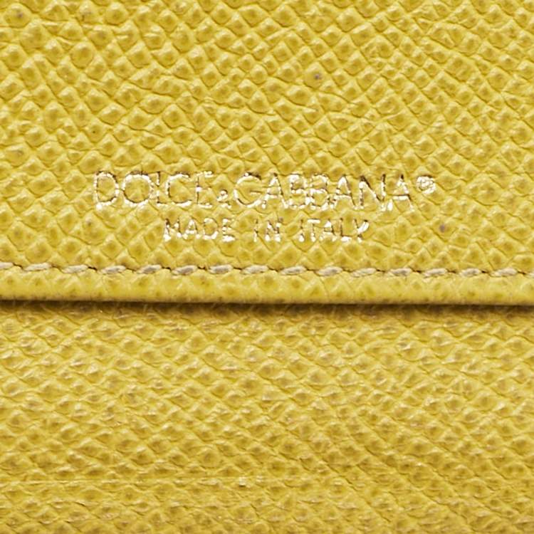 Pre Owned Dolce & Gabbana Yellow Leather Flap Continental Wallet