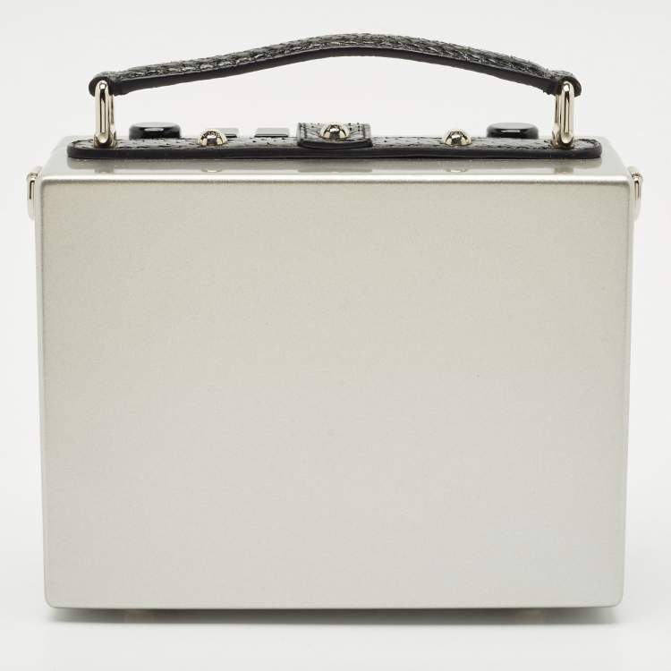 Pre Owned Dolce & Gabbana Grey/Black Acrylic and Snakeskin Trim Radio Boom Box Top Handle Bag