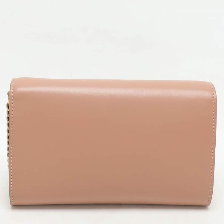 مملوكة مسبقًا Dolce & Gabbana Nude Pink Leather DG Wallet On Chain