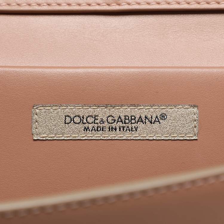 مملوكة مسبقًا Dolce & Gabbana Nude Pink Leather DG Wallet On Chain