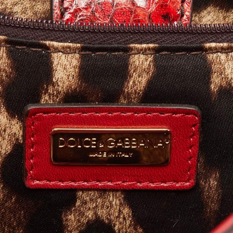 Pre Owned Dolce & Gabbana Red Python Large Miss Sicily Top Handle Bag