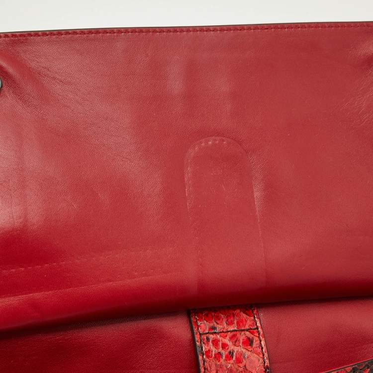 Pre Owned Dolce & Gabbana Red Python Large Miss Sicily Top Handle Bag
