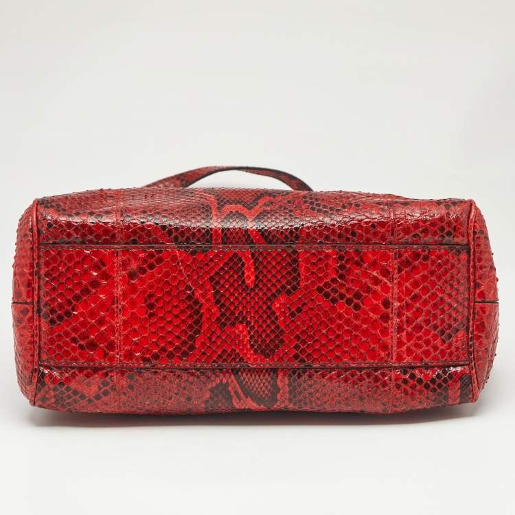 Pre Owned Dolce & Gabbana Red Python Large Miss Sicily Top Handle Bag