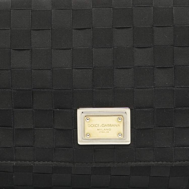 Pre Owned Dolce & Gabbana Black Woven Fabric and Suede Miss Charles Shoulder Bag
