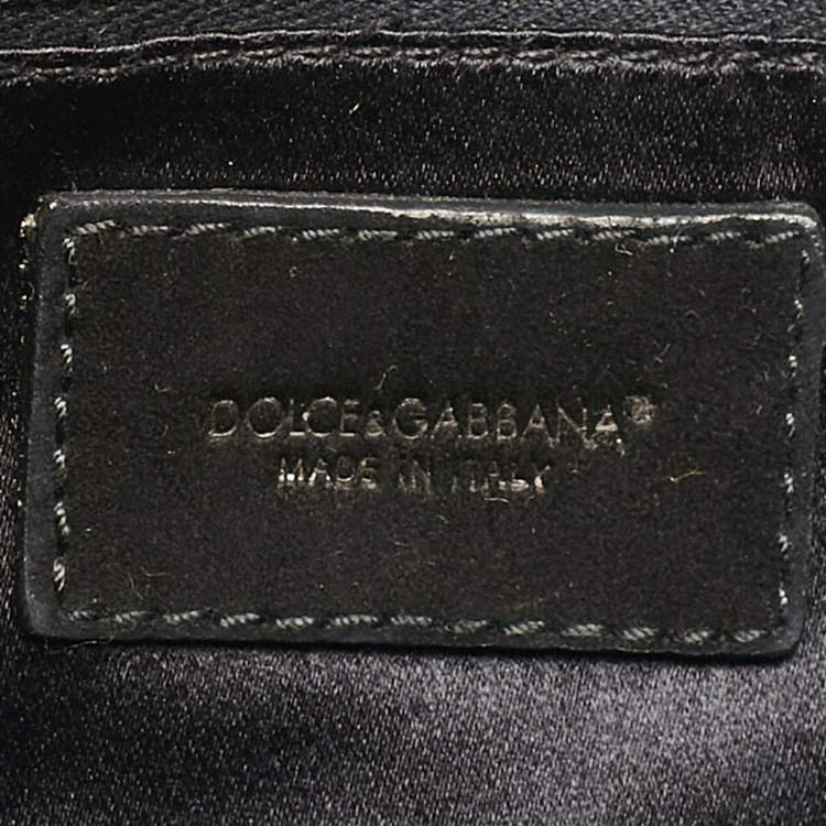 Pre Owned Dolce & Gabbana Black Woven Fabric and Suede Miss Charles Shoulder Bag
