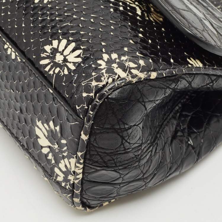 Pre Owned Dolce & Gabbana Black Crocodile & Python Small Miss Sicily Top Handle Bag