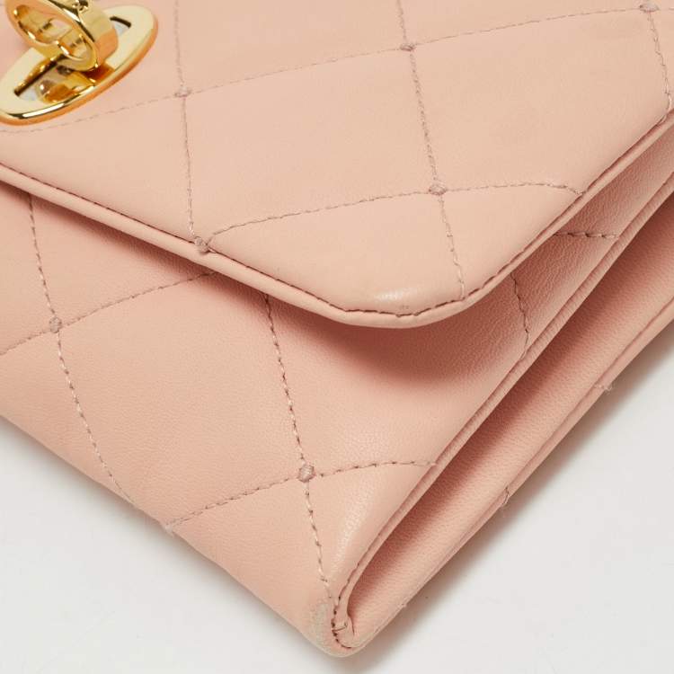 Pre Owned Dolce & Gabbana Pink Quilted Leather Chain Clutch