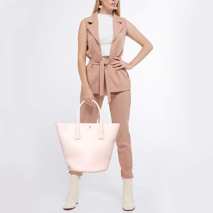 Pre Owned Dolce & Gabbana Pink Leather Miss Alma Bucket Tote