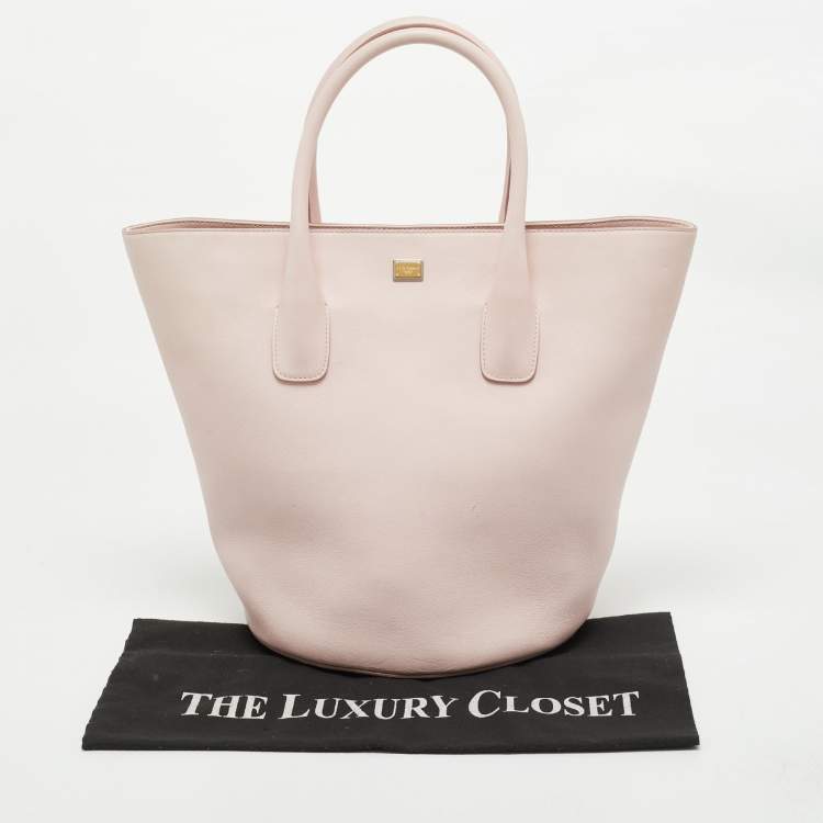 Pre Owned Dolce & Gabbana Pink Leather Miss Alma Bucket Tote