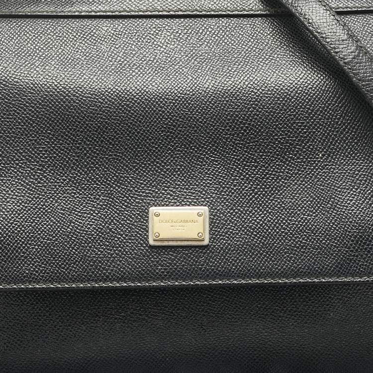 Pre Owned Dolce & Gabbana Black Leather Medium Miss Sicily Top Handle Bag